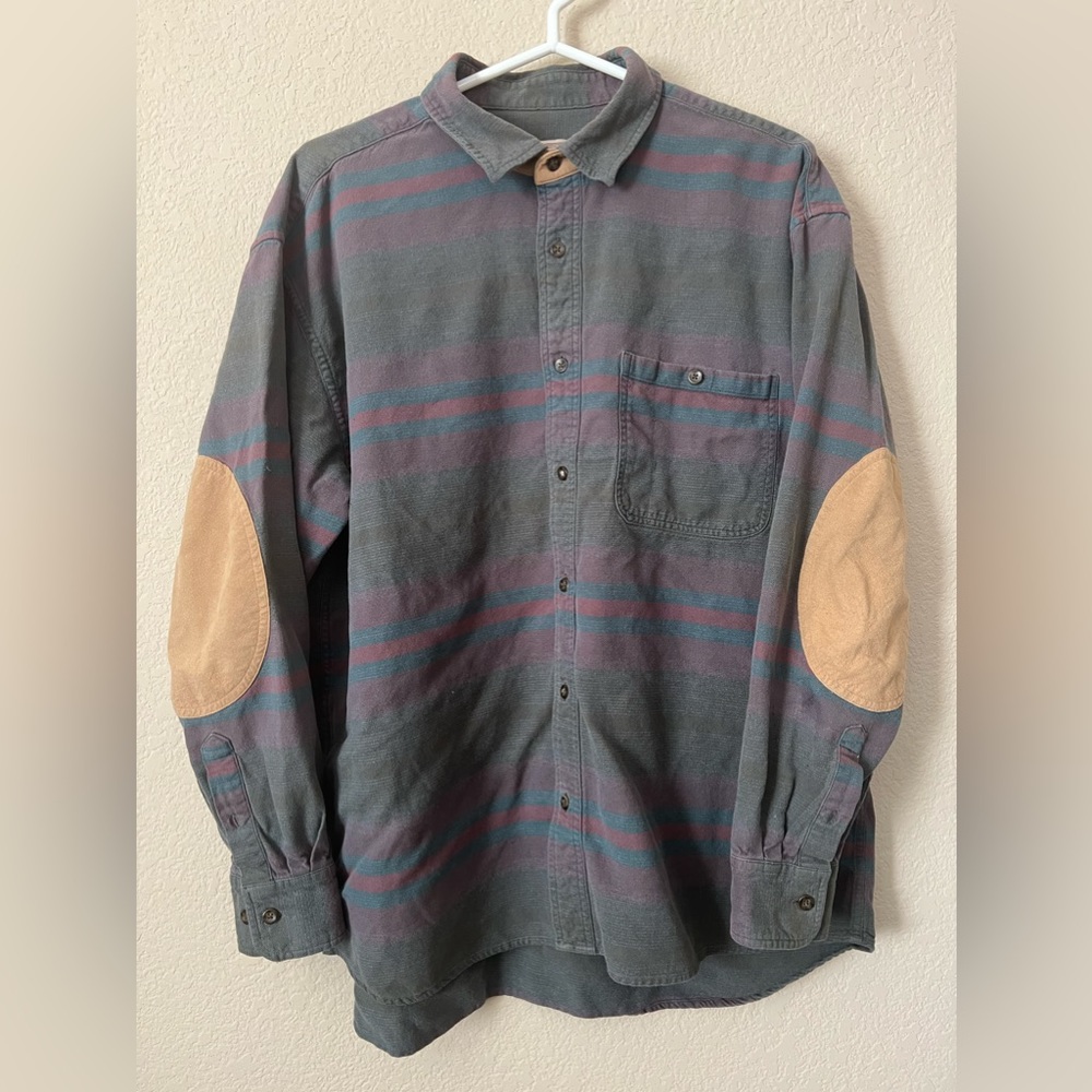 Cabela’s Outfitter Series Patched Button Down Long Sleeve Men’s XL Patch Grey